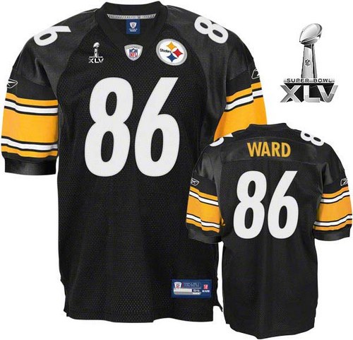 Men's Authentic Hines Ward Super Bowl XLV Reebok Jersey Black Home - #86 Throwback NFL Pittsburgh Steelers